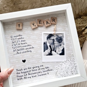 First Anniversary Frame | Anniversary Gift | Gift For Partner | One Year Anniversary | Paper Anniversary Gift | Personalised Valentines Gift