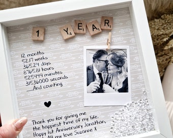 First Anniversary Frame | Anniversary Gift | Gift For Partner | One Year Anniversary | Paper Anniversary Gift | Personalised Valentines Gift