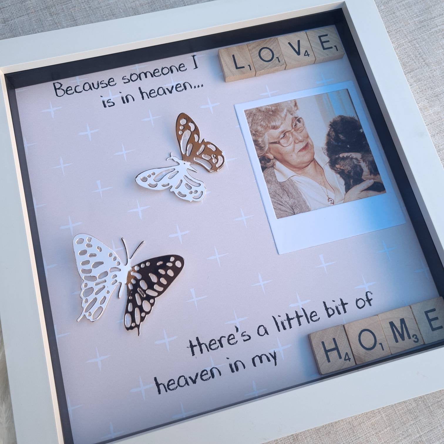 Memorial Frame Loved One Heaven Memory Picture Pretty Butterfly Personalised 