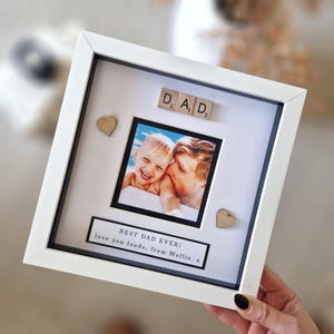 Daddy and Daughter Personalised Scrabble Frame.  Daddy Photo Box Frame. Birthday Gift for Grandad. Fathers Day Frame. Dad and Son Gifts