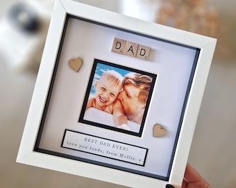 Daddy and Daughter Personalised Scrabble Frame.  Daddy Photo Box Frame. Birthday Gift for Grandad. Fathers Day Frame. Dad and Son Gifts