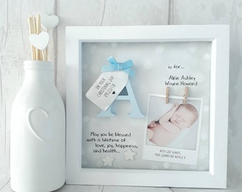 New Baby Gifts, Baby Boy Gift, Gifts For Newborn, 1st Birthday gift, Godson Gift, Gift For Nephew, Baby Frame, Personalised Keepsake Nursery