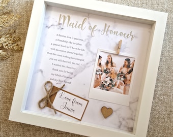 Personalized Maid of Honor Frame: Bridal Party Thank You Gift