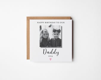 Birthday Card for Daddy From Children Personalised With Photograph of Dad and Me and Dad Custom Gifts for Him