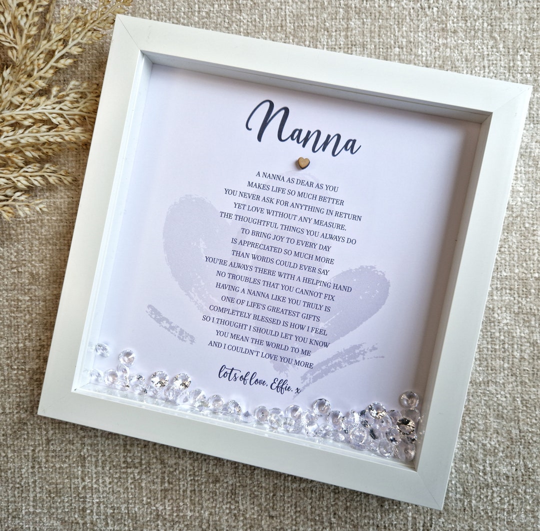 Personalised Nanna Poem Frame Framed Gift for Nanny Gift From