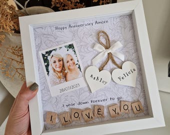 Personalized Scrabble Art Frame, Anniversary Gift