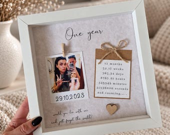 Personalized First Anniversary Frame: Photo Gift for Partner