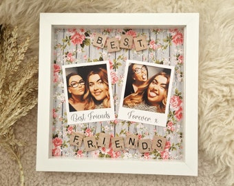 Marco de fotos personalizado de Scrabble, recuerdo de amistad, diseño de palabras personalizado