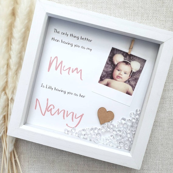 Personalised Wooden Photo Frame With Flowers For Grandma Nan Nanny Mum Auntie 