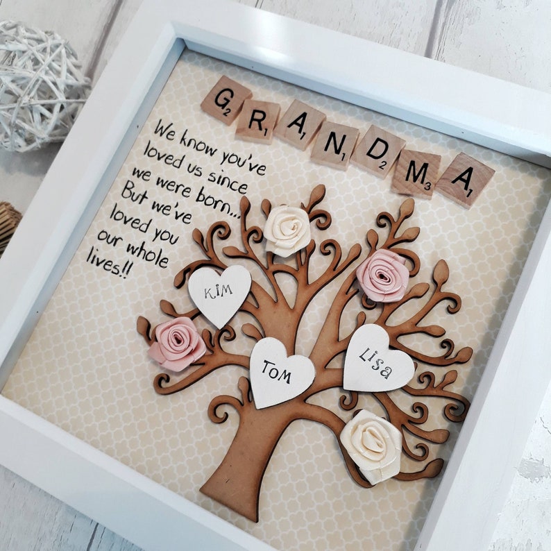 Personalised Family Tree Grandma Frame Gift For Granny