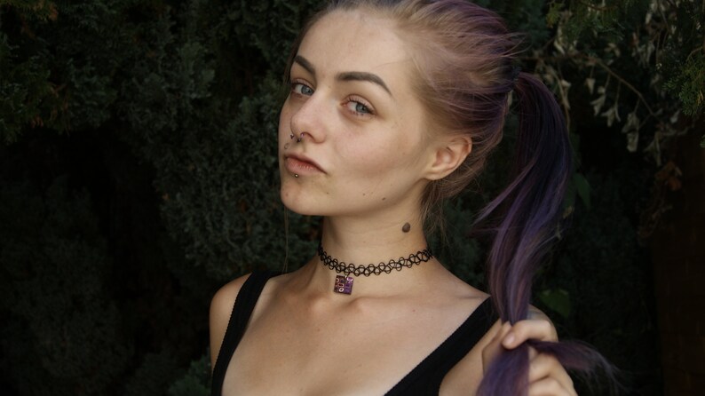 Funky Purple Square Choker