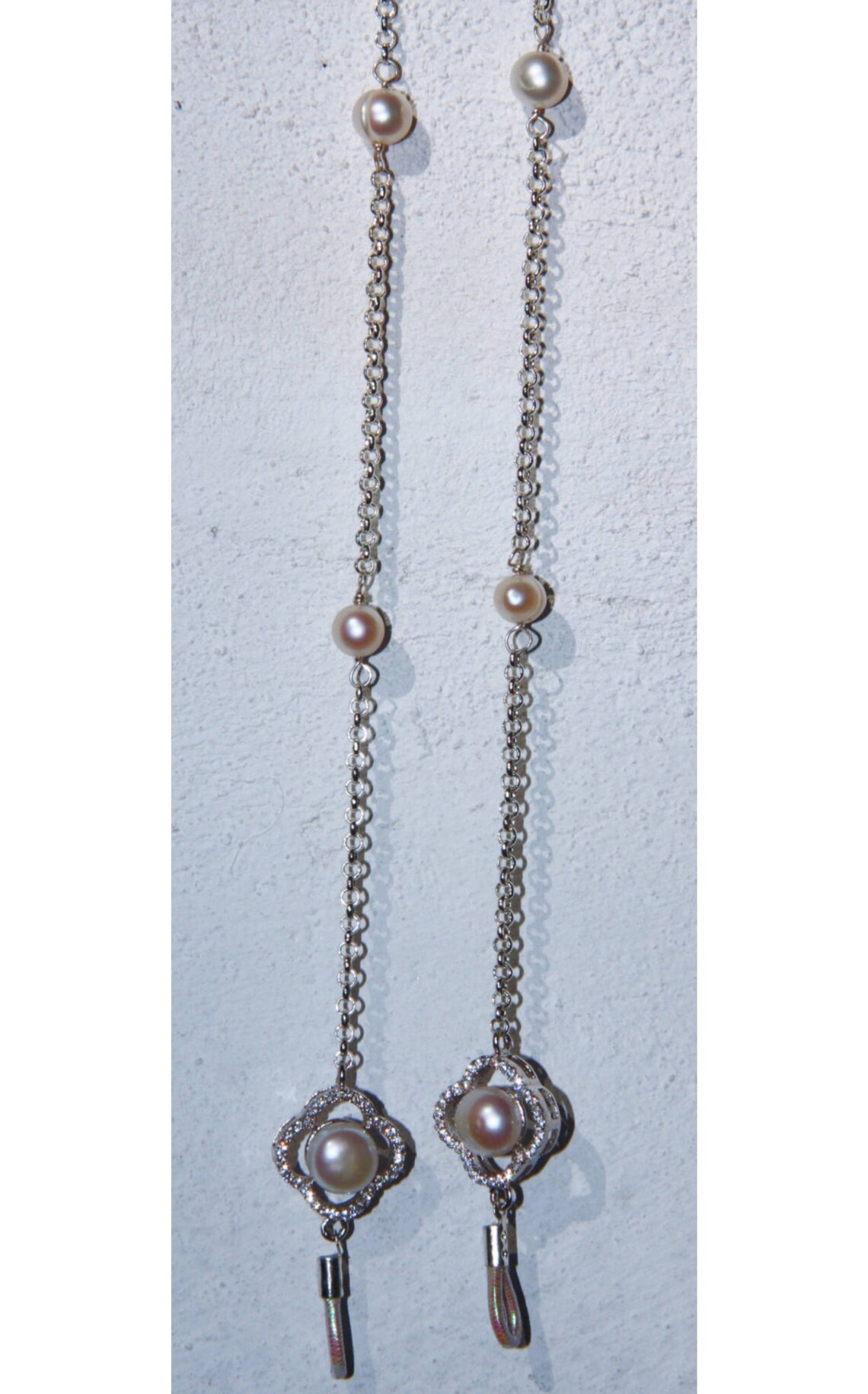 Eyewear chain in fine sterling 925 silver with natural white Etsy