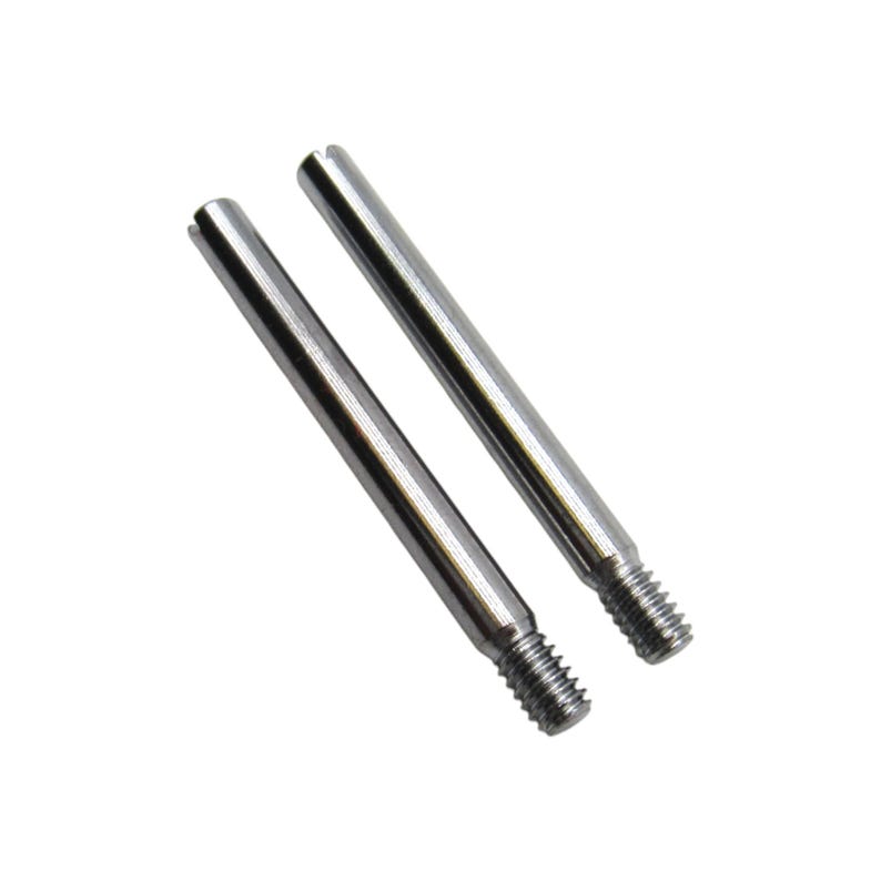 May include: Two silver metal watch pins with threaded ends.