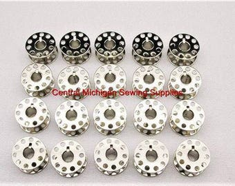 20 pack Class 15 Sewing Machine Metal Bobbins Fits Singer, White, Kenmore, Brother, New Home