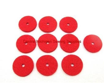 Red Spool Pin Felt Pads 10 ct For Sewing Machines, Crafts