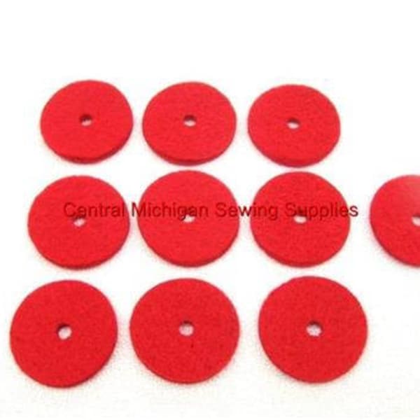 Red Spool Pin Felt Pads 10 ct For Sewing Machines, Crafts