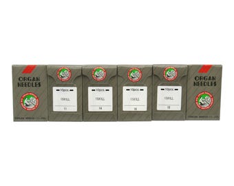 Organ Sewing Machine Needles - Leather Point - Pack of Ten - 15X1 - Available in size 11, 14, 16, 18, Fits Singer, Kenmore, White, Brother
