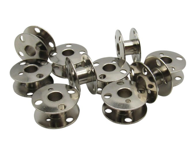 10 New Metal Bobbins Class 66 Part # 172222 - Fit Singer Sewing Machine Models 327, 328, 329, 337, 338, 347, 348, 353, 354, 360, 362