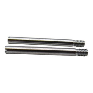 May include: Two silver metal rods with threaded ends. The rods are about 2 inches long.