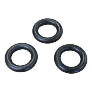 May include: Three black rubber O-rings. The O-rings are round and have a smooth surface.