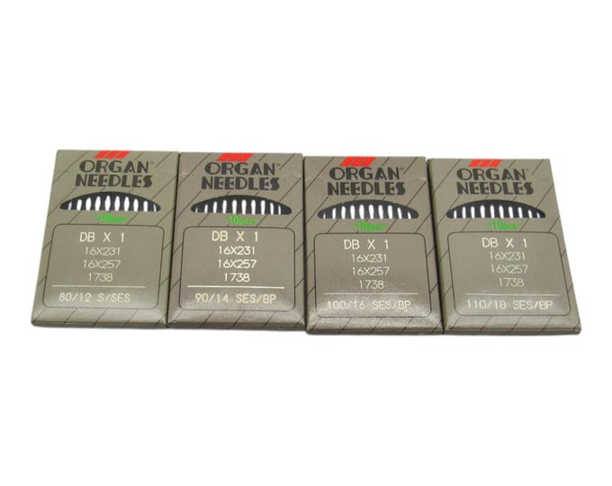 Organ Industrial Sewing Machine Needles Ball Point 16x257, 16x231, DBx1, 16x95 Available in Size 12, 14, 16, 18