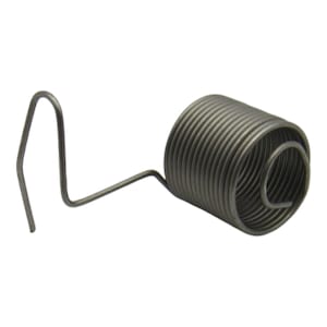 May include: A silver-coloured spring with a hook on one end. The spring is coiled tightly and is about 5 cm long.
