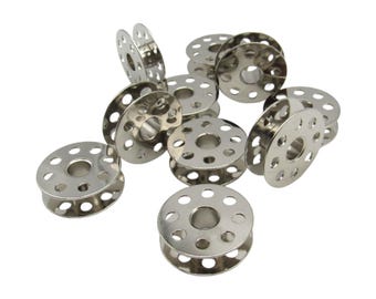 10 Pack Metal Bobbins - Fits Singer Models 221, 221-1, 221-2, 221K, 222, 222K, 301, 301A