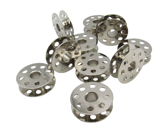 10 Pack Metal Bobbins - Fits Singer Models 221, 221-1, 221-2, 221K, 222, 222K, 301, 301A