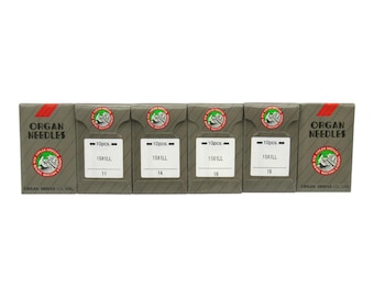 Organ Sewing Machine Needles Leather Point 15X1 Available in size 11, 14, 16, 18
