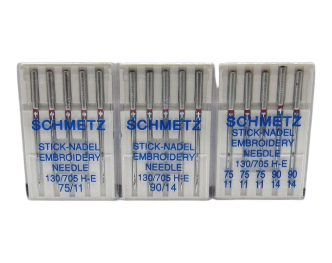 Schmetz Sewing Machine Embroidery Needles 15x1 Available in size 11, 14, Assortment pack