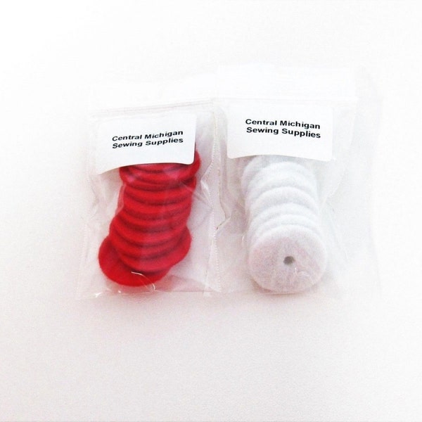 20 New Sewing Machine Spool Pin Felt Pads Red & White Crafts