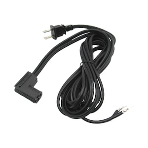 May include: Black electrical extension cord with a standard US plug on one end and a 3-prong connector on the other end.