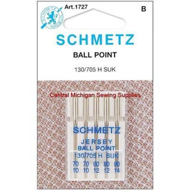 Schmetz Sewing Machine Needles Jersey Ball Point 15x1 Size 10, 12, 14 image 1