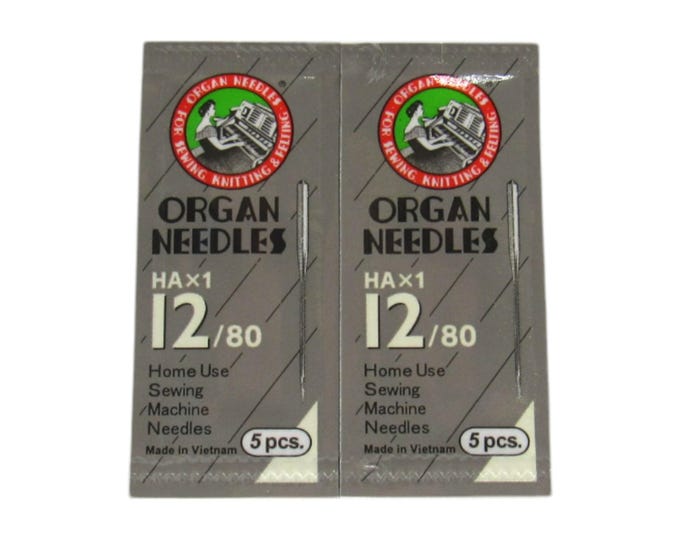Organ Sewing Machine Needles Sharp Point 15X1 Size 12, 80/12, 130/705H