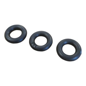 May include: Three black rubber O-rings. The middle O-ring has the number "322" printed on it.