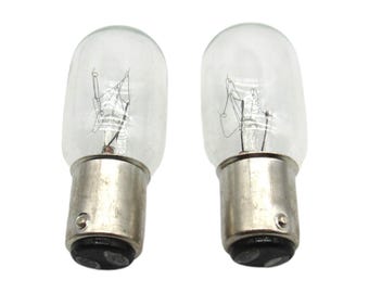 2PCW Push-In Light Bulbs: 15-Watt, 120 Volt, Clear Glass