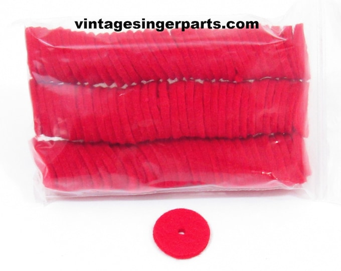New 100 ct Sewing Machine Spool Pin Felt Pads - White or Red - Crafts