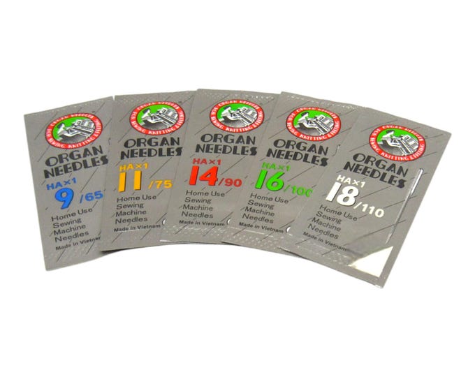 Organ Sewing Machine Needles Sharp Point- 15X1 (Available in Size 9, 11, 12, 14, 16, 18)