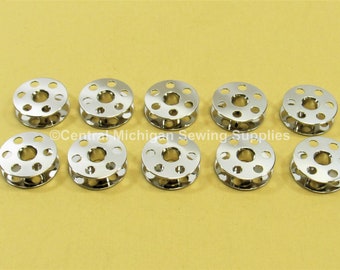 10 Pack Metal Bobbins - Fits Singer Models 221, 221-1, 221-2, 221K, 222, 222K, 301, 301A