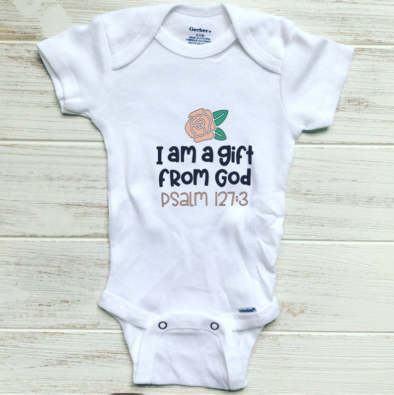 I am a gift from God christian bible verse Baby Onesie Baby announcement onesie gender reveal onesie pregnancy announcement onesie image 1