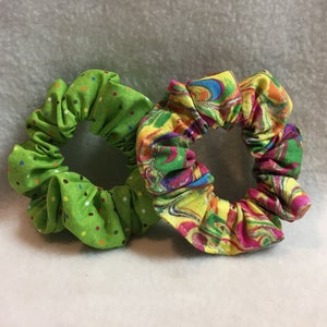Hair Scrunchies - Colorful/Polka Dots - Set of 2 (#SCR001.49)