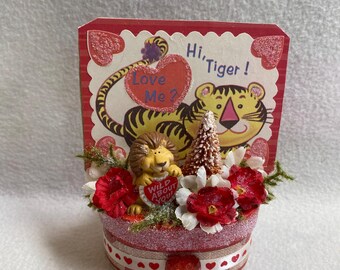Vintage Valentine's Assemblage - Lion - 'Wild About You' (#KVA006)