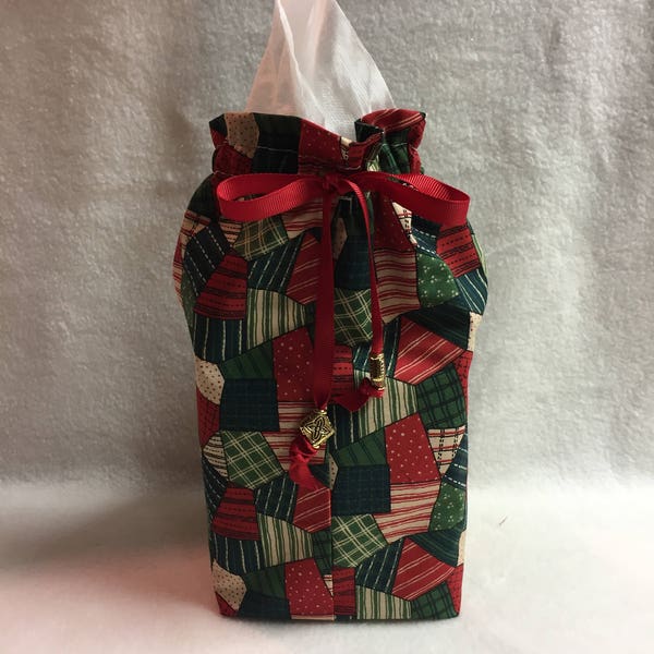 Tissue Box Cover - Red and Green Patchwork (#TC001.6)