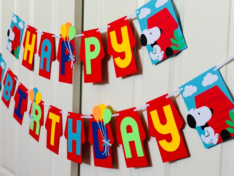 Snoopy Happy Birthday Banner / Snoopy Party / Snoopy Birthday Etsy