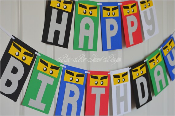 Ninjago Happy Birthday Banner / Ninjago Party / Ninjago Birthday Il_570xn
