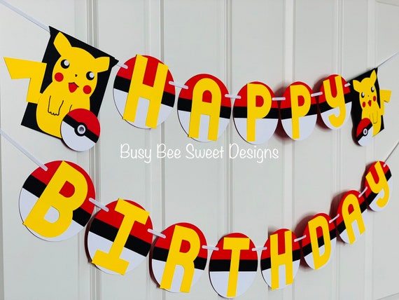 Pokemon Happy Birthday Banner / Pokemon Party / Pokemon Birthday Party Il_570xn