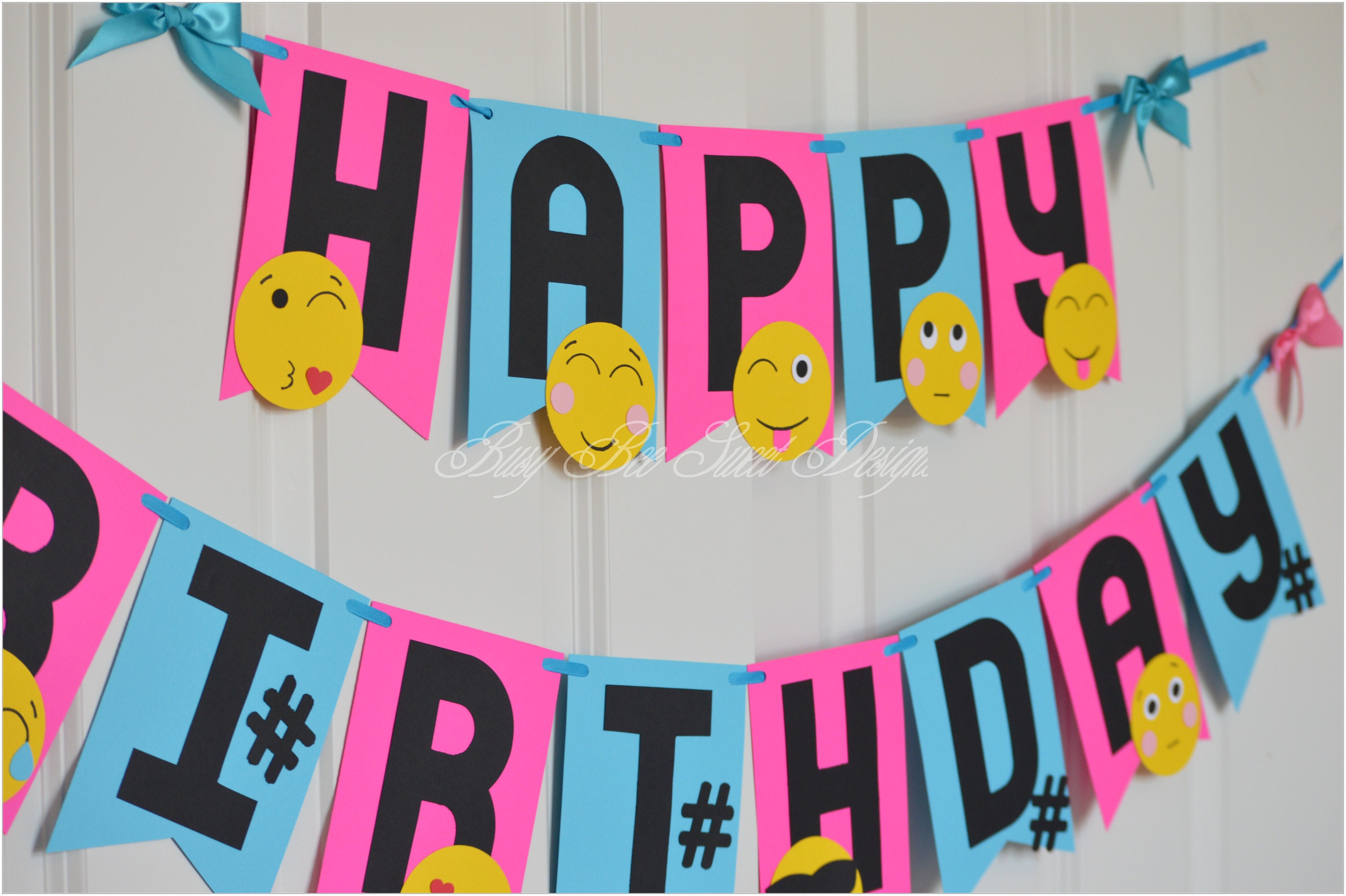 Emoji Happy Birthday Banner / Emoji Birthday Party / Emoji - Etsy