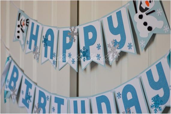 Frozen Banner / Frozen Happy Birthday Banner / Snowflakes Banner / Frozen Party Il_570xn