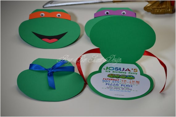 Ninja Turtles Invitations / Raphael-Michelangelo-Leonardo-Raffaello Turtles Invitations / Ninja Turtles Party Il_570xn