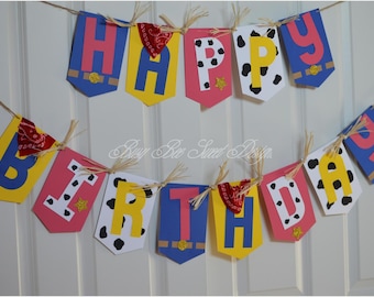 Toy Story Happy Birthday Banner / Toy Story inspired Woody Banner / Toy Story Birthday Party